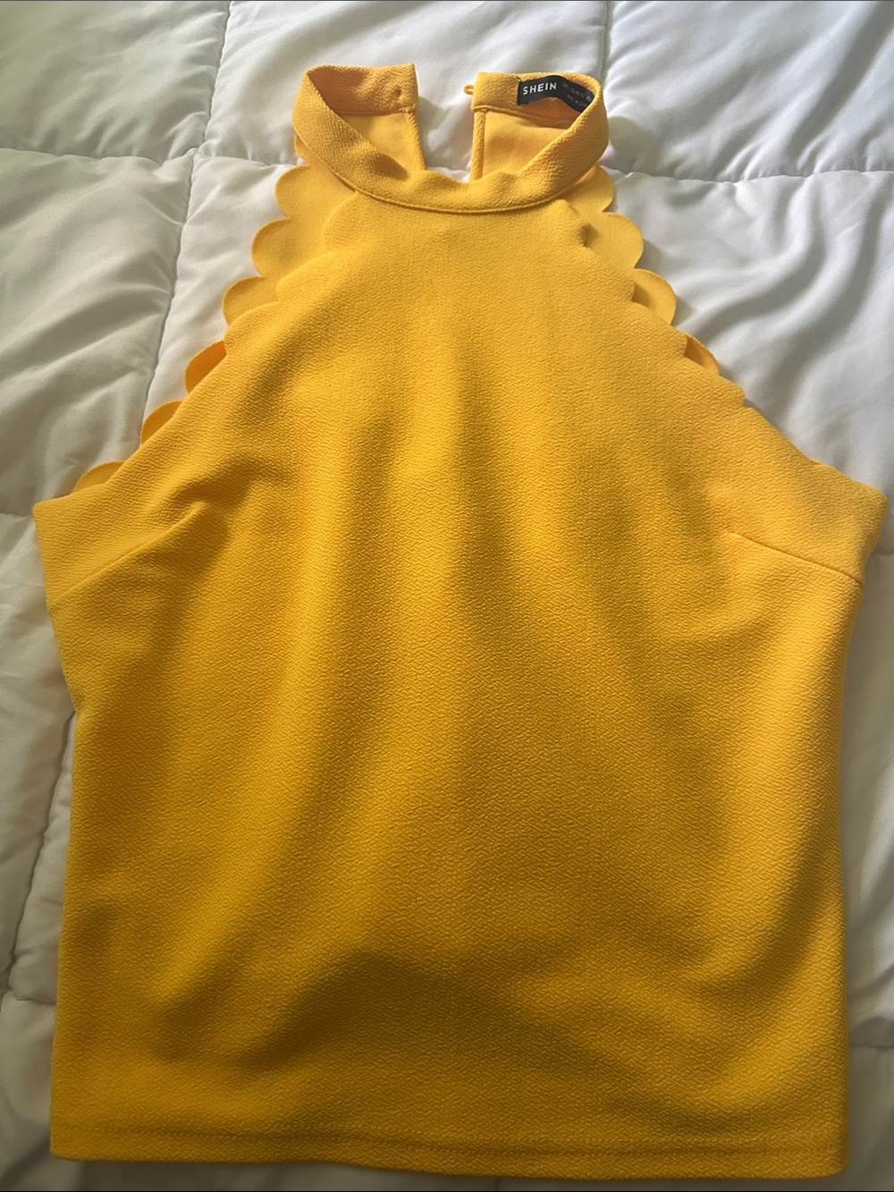 SHEIN Bright Yellow Scalloped Halter Neck Camisole